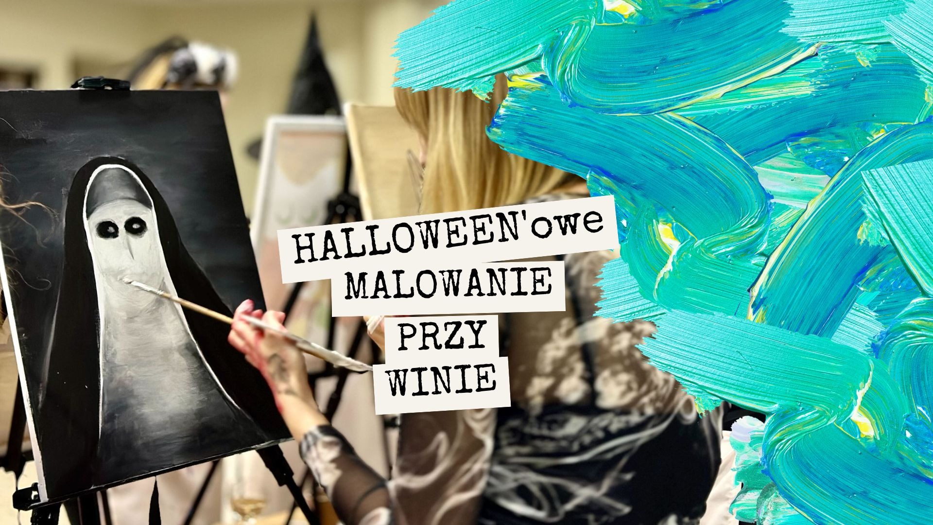 Halloween'owe malowanie przy winie