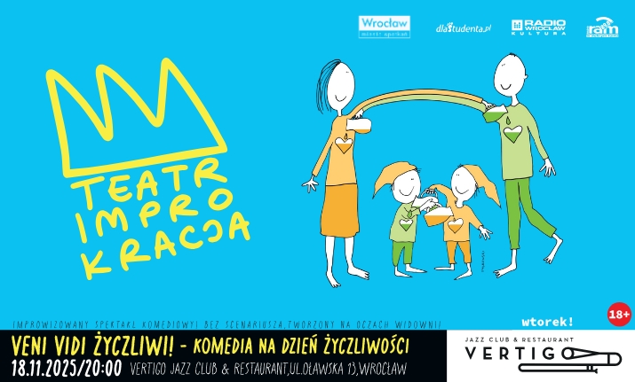 IMPROKRACJA – „Veni, vidi, życzliwi” – komedia na Dzień Życzliwości 18.11.2025 (wtorek), godz. 20:00