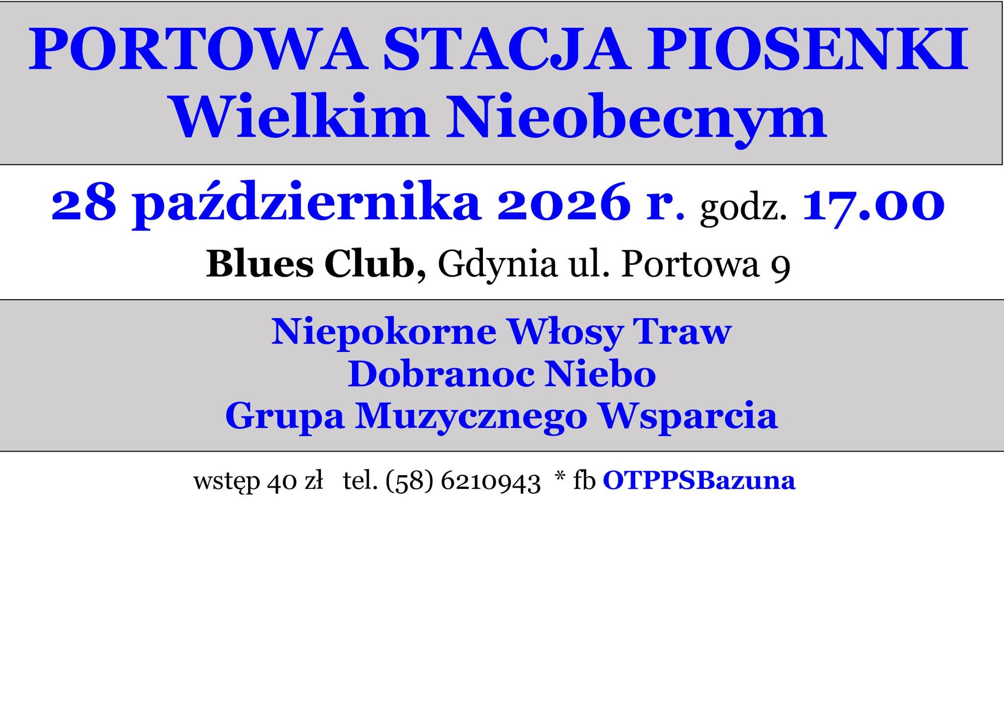 PORTOWA STACJA PIOSENKI – Wielkim Nieobecnym 2027